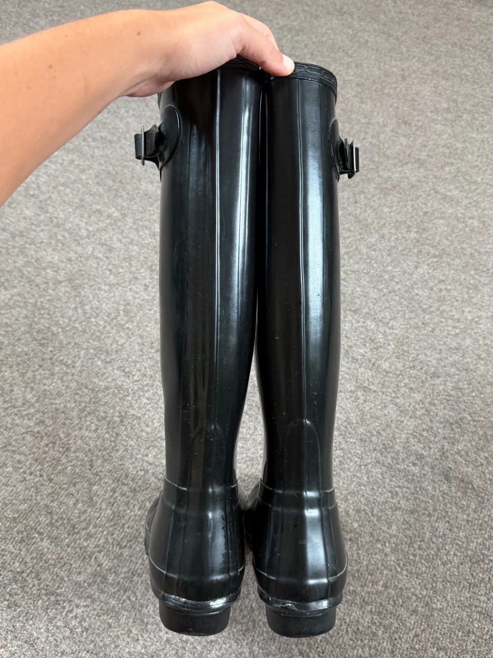 Hunter Original Tall Glossy Black Waterproof Rain Boots Women’s Size 8 EU 39